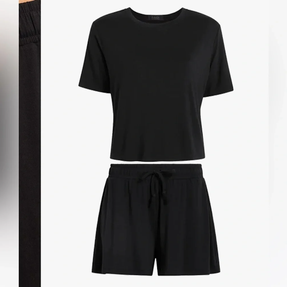 Black Short Sleeve Pajama Set - Picture 4 of 5